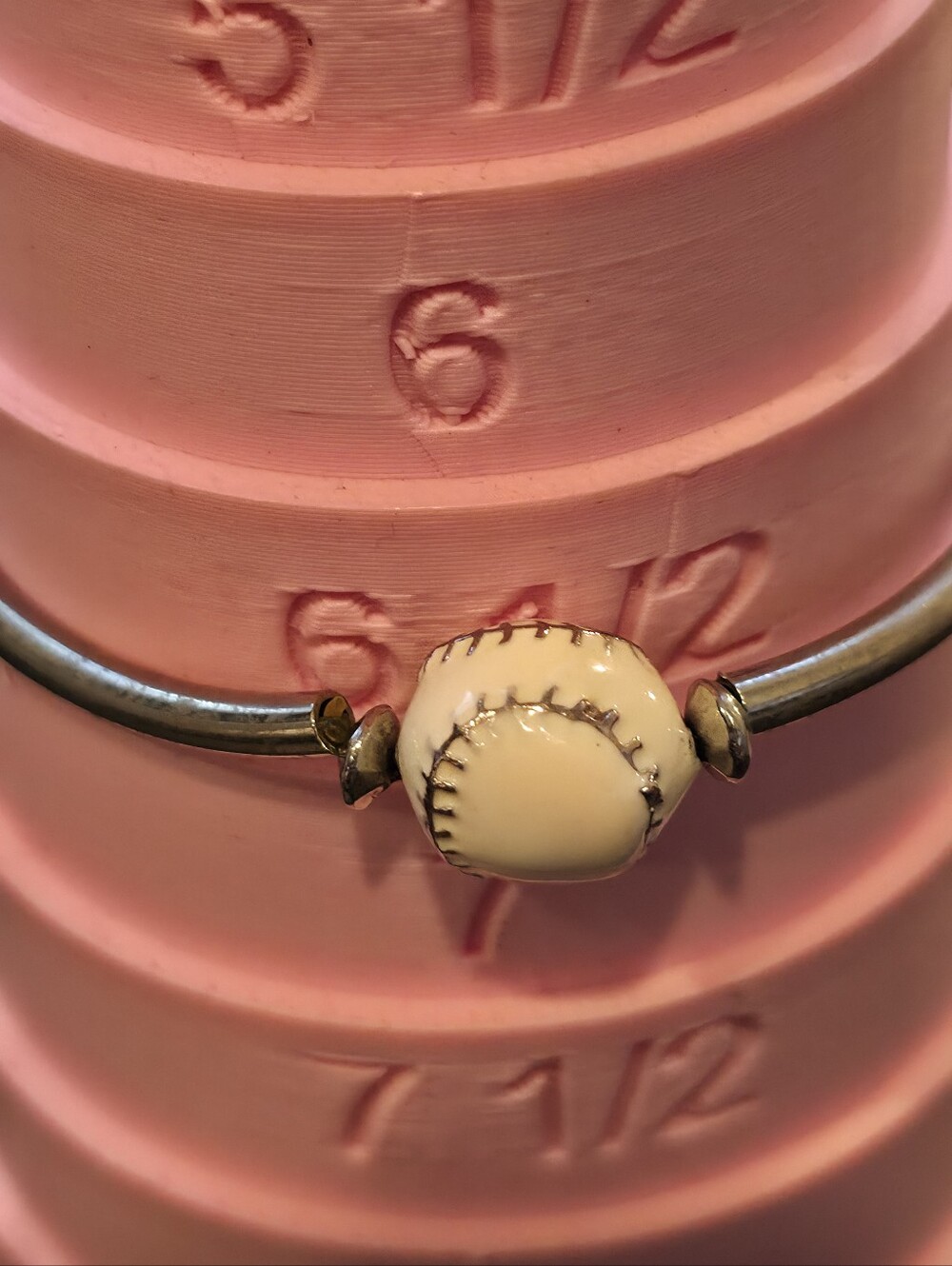 Vintage Carol Lee Baseball Stretch Bracelet | Sports-Themed Silver Tone Jewelry - Picture 5 of 5